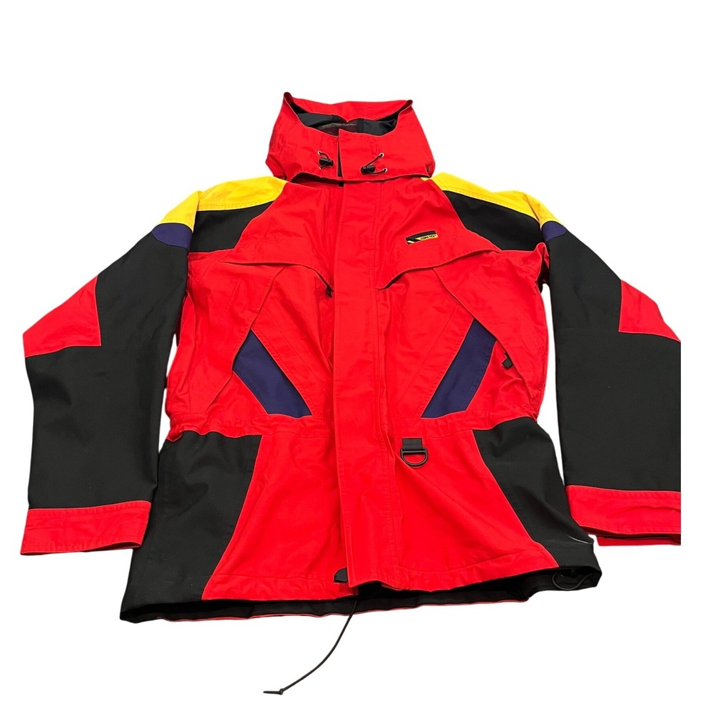 Serac Gore-Tex Jacket Mens Medium Red Colorblock Vintage‎ Hooded Ski Shell